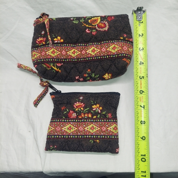 Vera Bradley Makeup Bag & Small Wallet In A Retired "Chocolat" Pattern - Picture 4 of 9